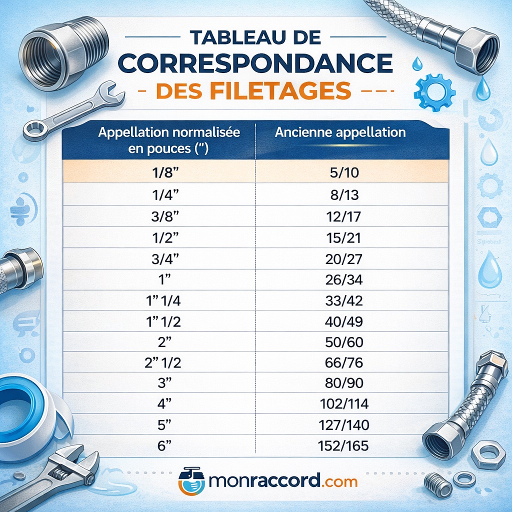 Tableau pouces en mm !
